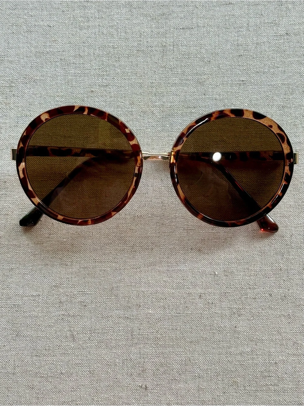 Tortoiseshell Round Women’s Sunglasses - Brown Lenses